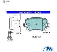 Brake pads 13.0470-2887.2 ATE for VW AUDI SEAT SKODA
