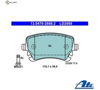 Brake pads 13.0470-2888.2 ATE for AUDI A6 C6 A6 C6 Avant A6 Allroad C6