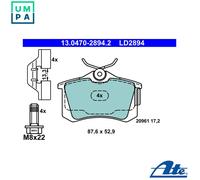 Brake pads 13.0470-2894.2 ATE for SEAT VW AUDI SKODA