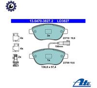 Brake pads 13.0470-3827.2 ATE for FIAT ABARTH OPEL LANCIA
