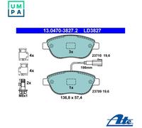 Brake pads 13.0470-3827.2 ATE for FIAT ABARTH OPEL LANCIA