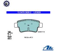 Disc Ceramic Brake Pad Set Rear Axle ATE Fits FIAT ABARTH Grande Punto 50902169