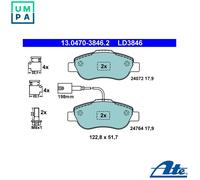 ATE Brake Pad Set 13.0470-3846.2 - Disc Brake - for FIAT 500, Panda & Ford KA