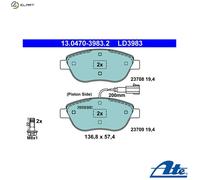 ATE Brake Pad Set 13.0470-3983.2 for FIAT Lancia, Bravo, Stilo, Ritmo, Chrysler Delta