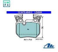 BRAKE PAD SET DISC BRAKE 13.0470-4849.2 FOR BMW N55B30A N54B30A 3.0L 6cyl 1 E82