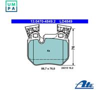 BRAKE PAD SET DISC BRAKE 13.0470-4849.2 FOR BMW N55B30A N54B30A 3.0L 6cyl 1 E82
