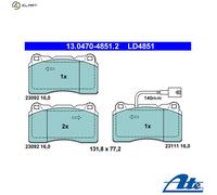 ATE Brake Pad Set 13.0470-4851.2 for Alfa Romeo 159 2.0L 4cyl