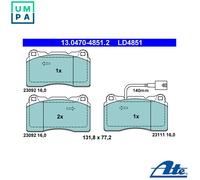 ATE Brake Pad Set 13.0470-4851.2 for Alfa Romeo 159 2.0L 4cyl