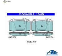 ATE Ceramic Brake pad set 13.0470-4984.2 prepared for wear indicator, excl. wear warning contact MERCEDES-BENZ: ML-Class, S-Class Saloon