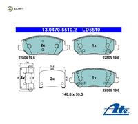 ATE 13.0470-5510.2 Brake pad set