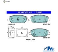 ATE 13.0470-5510.2 Brake pad set