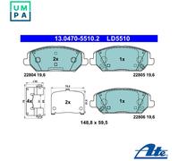 ATE 13.0470-5510.2 Brake pad set