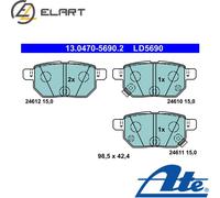 Fits ATE 13.0470-5690.2 BRAKE PADS. TOYOTA T. AURIS/COROLLA/IQ/PRIUS/VERSO/YARIS