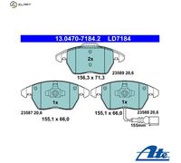Brake pads 13.0470-7184.2 ATE for VW SEAT SKODA AUDI
