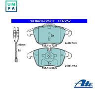 ATE Ceramic Brake pad set 13.0470-7252.2 incl. wear warning contact CITROËN: C5 3, C5 III Estate, PEUGEOT: 407 SW, 407 Coupe, 407 Saloon