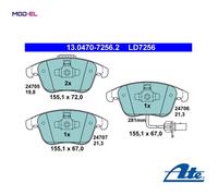 Brake pads 13.0470-7256.2 ATE for AUDI A5 A5 Sportback A5 Convertible A4 B8