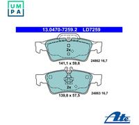 ATE Brake Pad Set 13.0470-7259.2 Ceramic for Mercedes-Benz CLS S-Class E-Class SL (C218/C219/X218)
