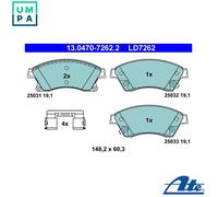 Fits ATE 13.0470-7262.2 Brake Pad Set, disc brake DE stock