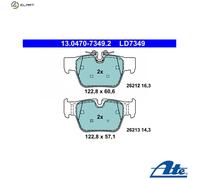 ATE Brake pad set 13.0470-7349.2 prepared for wear warning indicator, excl. wear warning contact MINI: Clubman, Countryman, BMW: 1 Hatchback