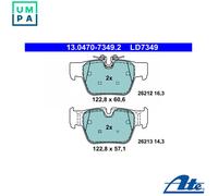ATE Brake pad set 13.0470-7349.2 prepared for wear warning indicator, excl. wear warning contact MINI: Clubman, Countryman, BMW: 1 Hatchback