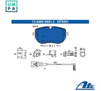 Brake Pad Set, disc brake ATE 13.0480-5551.2