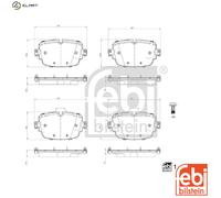 Febi Bilstein Rear Brake Pads Set 184235 Fits Audi A6 A7 A8 Q7 Q8 4M0698451AA/AE/AH/BH