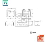 Febi Bilstein Brake Pad Set 186406 Front 125.5mm Fits Mercedes-Benz GLC (X253)