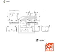 Febi Bilstein Brake Pad Set 186406 Front 125.5mm Fits Mercedes-Benz GLC (X253)
