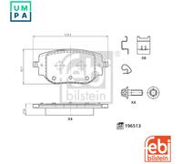 Febi Bilstein Brake Pad Set 196513 - Rear Disc - Fits Citroën, Opel, Peugeot, Toyota Expert