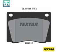 Textar Car Brake Pad Front Dimensions 68.6mm x 98.2mm For Aston Martin 2002701