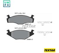 TEXTAR 2088707 Brake Pad Set, disc brake for ,SEAT,VW