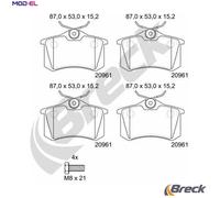 Brake pads 20961 00 704 00 BRECK for VW PEUGEOT SEAT RENAULT AUDI CITROËN OPEL