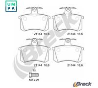 Brake pads 21144 00 704 00 BRECK for AUDI 80 B2 Saloon 80 B3 Saloon V8 COUPE B2