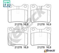 Brake pads 21278 10 701 00 BRECK for PEUGEOT 406 406 Estate 406 Coupe 607
