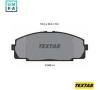 Textar Front Brake Pads 2146801 - Genuine OE Full Set of 4 for Toyota - 1 Year Warranty