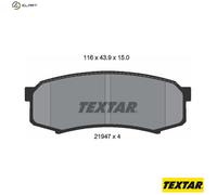 Textar Car Brake Pad Rear Dimensions 43.9mm x 116mm For Mitsubishi 2194701