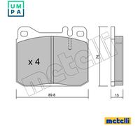 Brake pads 22-0011-0 METELLI for MERCEDES-BENZ /8 /8 Coupe 123 Saloon SL UNIMOG
