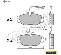 Brake pads 22-0072-3 METELLI for PEUGEOT FIAT CITROËN