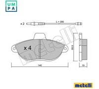 metelligroup 22-0105-0 Brake Pads, Made in Italy
