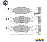 Brake pads 22-0127-0 METELLI for KIA MENTOR Saloon MENTOR SHUMA Saloon SHUMA I