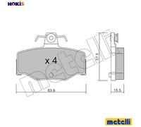 Brake pads 22-0199-0 METELLI for NISSAN PRIMERA PRIMERA Hatchback ALMERA TINO