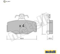 Brake pads 22-0199-0 METELLI for NISSAN PRIMERA PRIMERA Hatchback ALMERA TINO