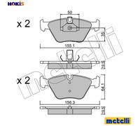 Metelli Brake Pad Set 22-0207-0 - Disc Pads for BMW 5 (E39) M47D20 2.0L / M57D25 2.5L