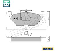 metelligroup 22-0211-0 Brake Pads, Made in Italy