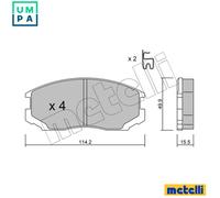 Brake pads 22-0221-1 METELLI for MITSUBISHI COLT Mk V LANCER Mk VI LANCER VII