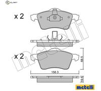 Brake pads 22-0263-0 METELLI for VW TRANSPORTER / CARAVELLE Mk IV Bus