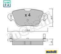 BRAKE PAD SET DISC BRAKE 22-0319-0 FOR FORD HJBB/HJBA/D6BA/HJBC 2.0L 4cyl