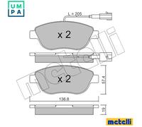 BRAKE PAD SET DISC BRAKE 22-0322-3 FOR FIAT BRAVO/II DOBLO/Platform/Chassis 1.2L