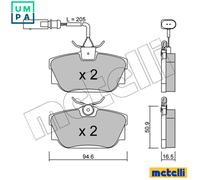 Brake pads 22-0346-2 METELLI for VW SEAT FORD