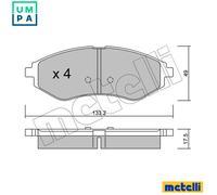 Brake pads 22-0508-0 METELLI for CHEVROLET DAEWOO
